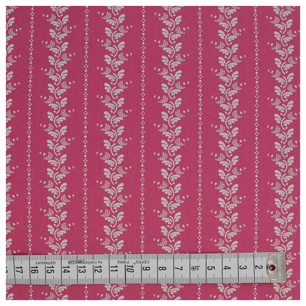 Baumwolle Blumen rosa/weiß streifen