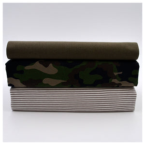 Jersey Stoffpaket Jersey Camouflage / Jersey Streifen + Bündchen