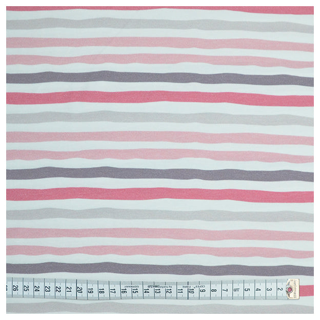 Jersey Streifen rosa/weiß wellig
