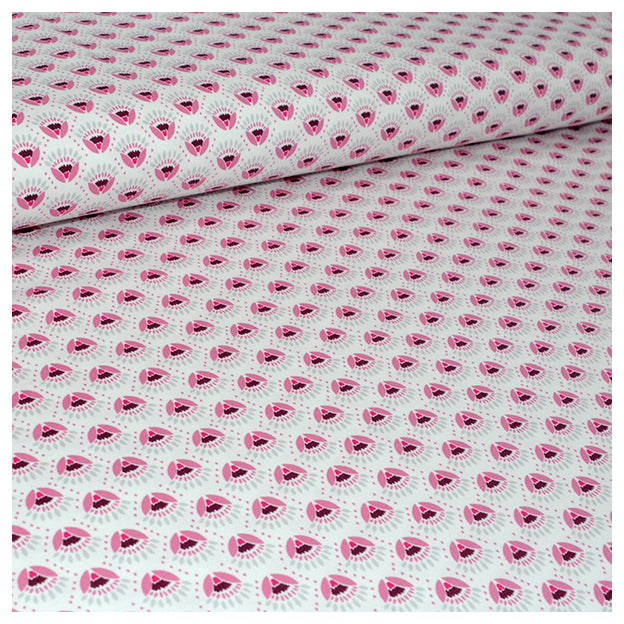 Jersey Blumenmuster rosa/weiß