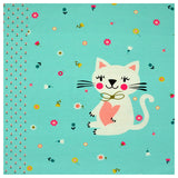 Jersey Panel Blumenkatze türkis