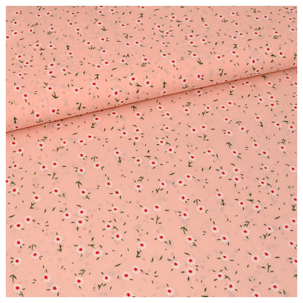 Baumwolle kleine Streublümchen lachs rose