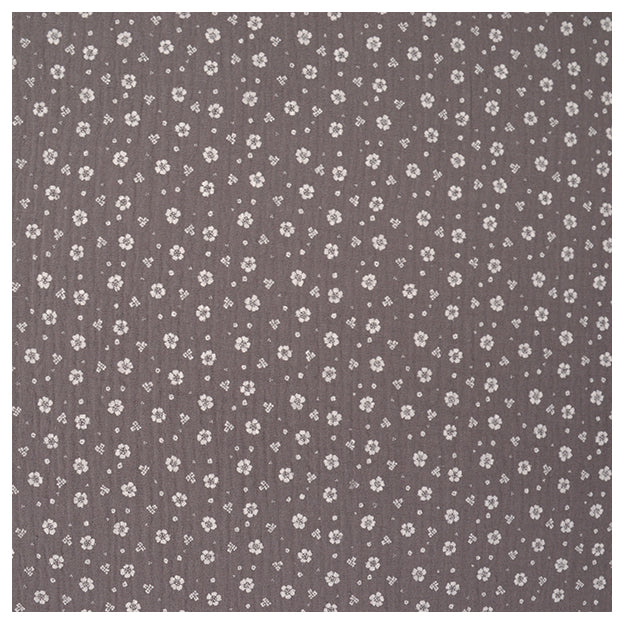 Musselin Blümchen grau/weiß