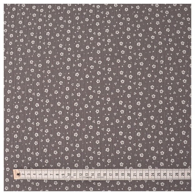 Musselin Blümchen grau/weiß