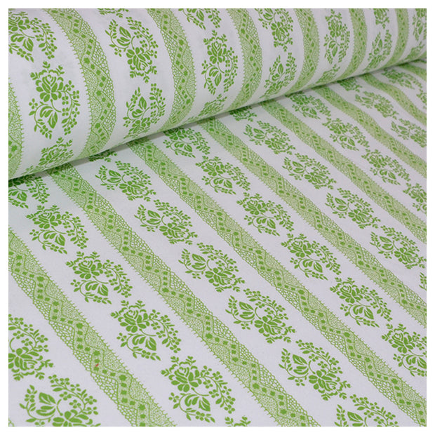 Baumwollstoff Blumen grün/weiß