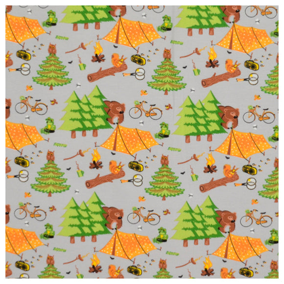 55cm Jersey Mi & Joe Fabrics - Camping grau