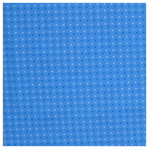 Baumwolle Kleine Rauten Blüten blau