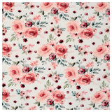 Waffelstoff Jersey Digital Rosen weiß