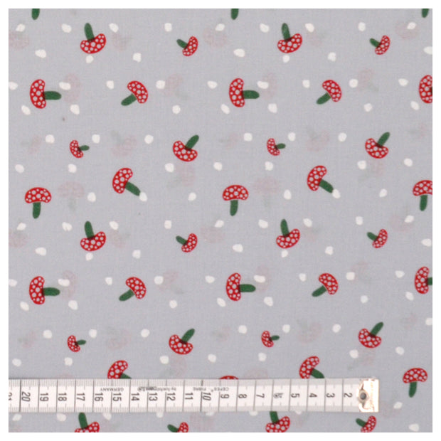 Baumwolle Kleine Pilze grau