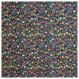 Jersey bunte Blumen dunkelblau