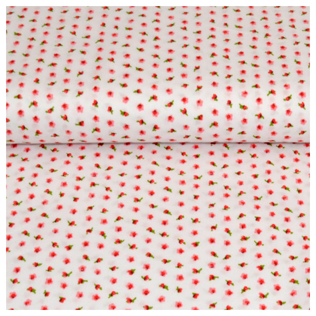 Baumwolle Tracht kleine Blümchen rot/weiß