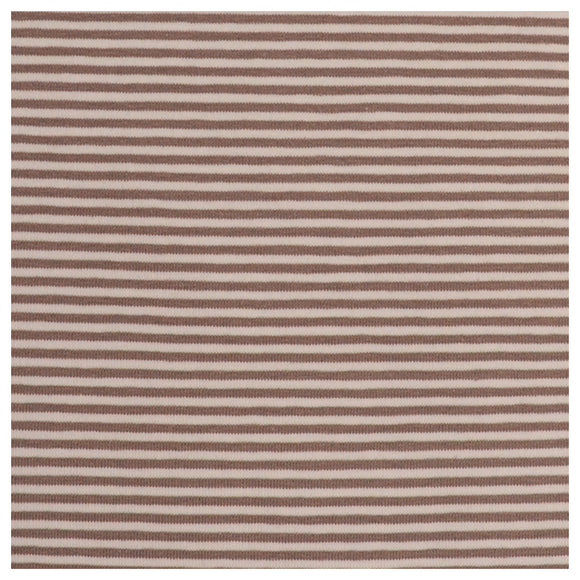 Jersey Streifen taupe und weiß 2mm