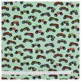 85cm French Terry Monster Trucks grün