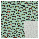 85cm French Terry Monster Trucks grün