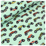 85cm French Terry Monster Trucks grün