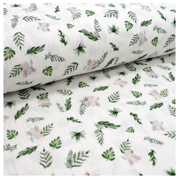 Musselin Baumwolle Elefant weiß Digital