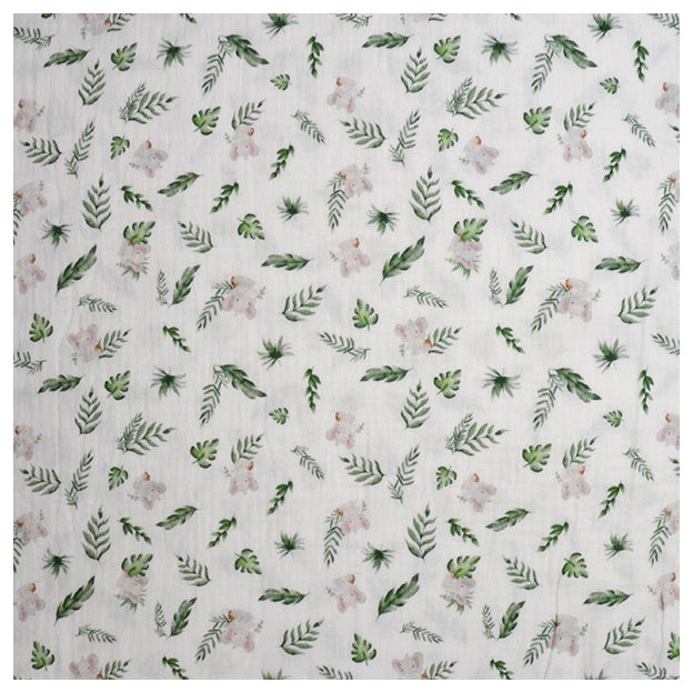 Musselin Baumwolle Elefant weiß Digital