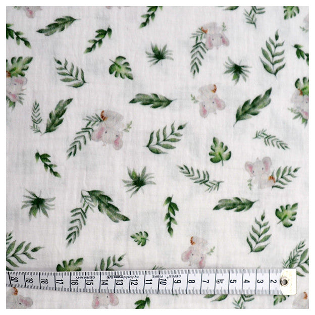 Musselin Baumwolle Elefant weiß Digital