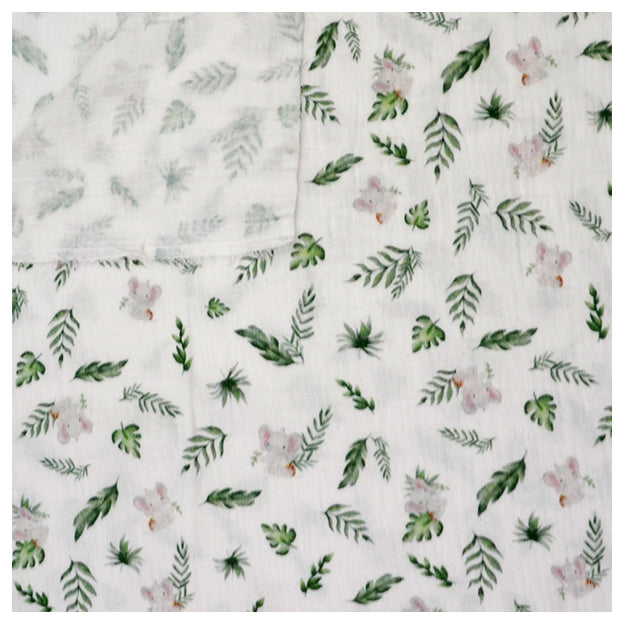 Musselin Baumwolle Elefant weiß Digital