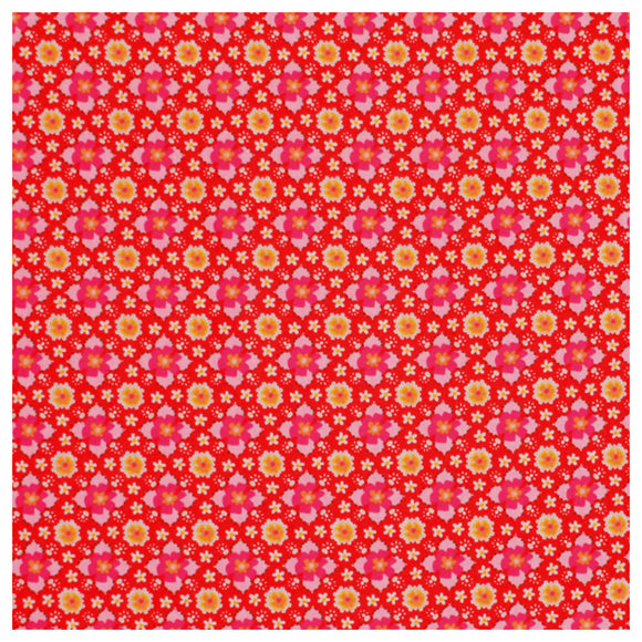 Baumwolle Blumen rot / gelb