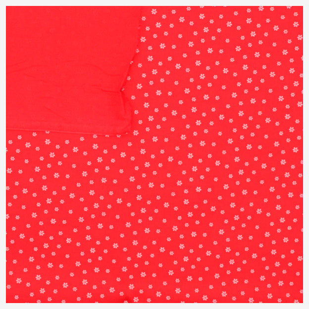 Baumwollsatin Blumen rot/weiß