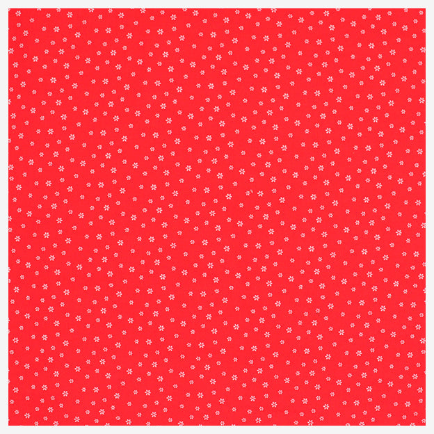 Baumwollsatin Blumen rot/weiß