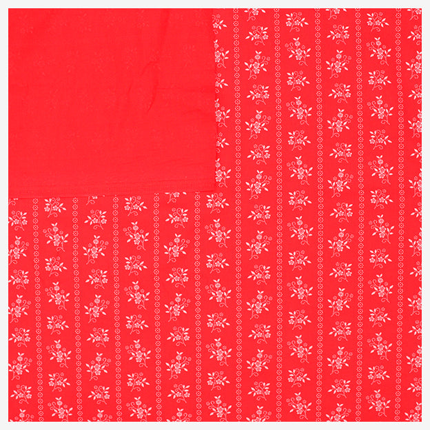 Baumwollsatin Blumen rot/weiß