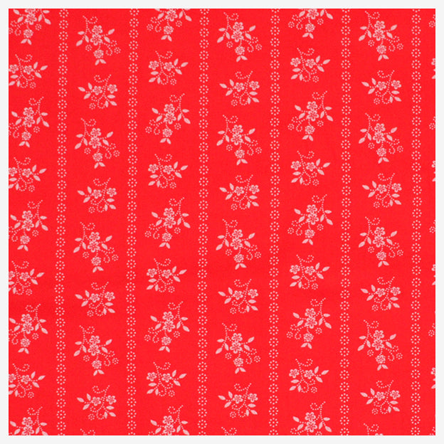 Baumwollsatin Blumen rot/weiß