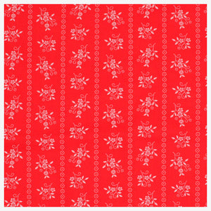 Baumwollsatin Blumen rot/weiß