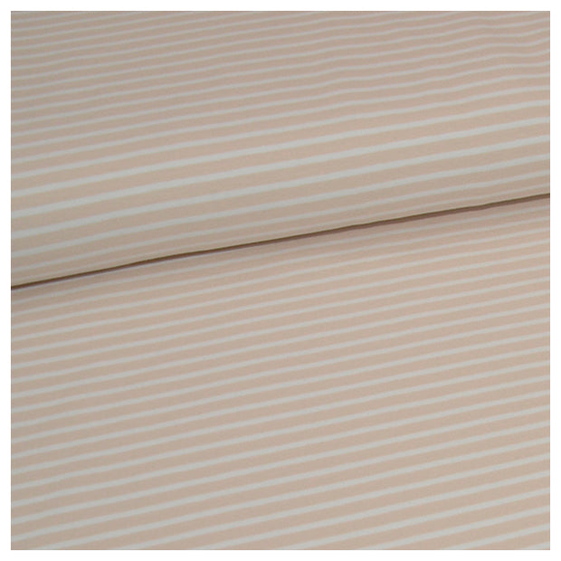 Jersey Streifen sand und weiß 5mm