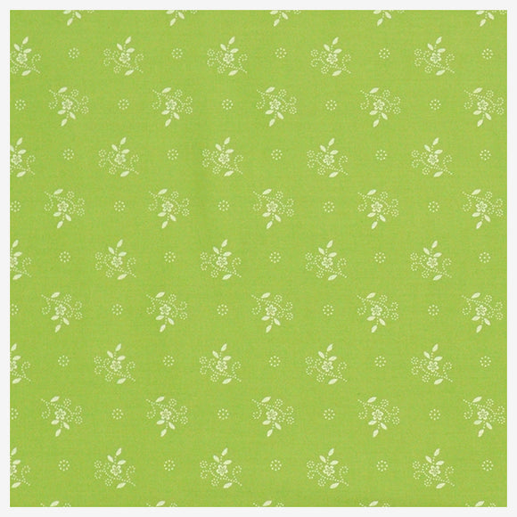 Baumwollsatin Blumen grün/weiß
