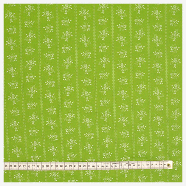 Baumwollsatin Blumen grün/weiß