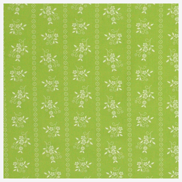 Baumwollsatin Blumen grün/weiß