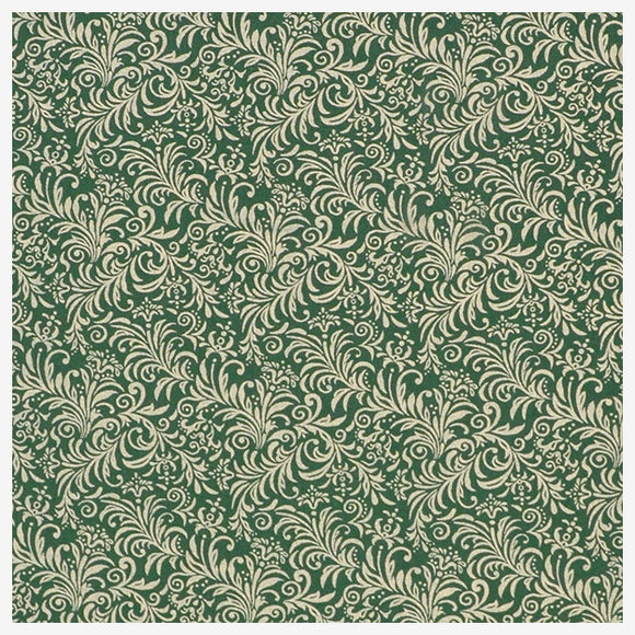 75cm Baumwollsatin Ornamente Muster grün/grau