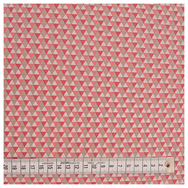 Baumwoll-Popelin Triangles rot/beige