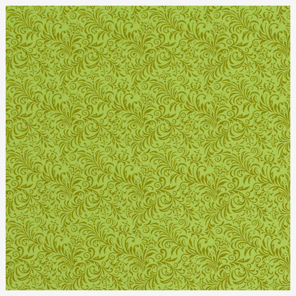 Baumwollstoff Satin Ornamente grün/braun