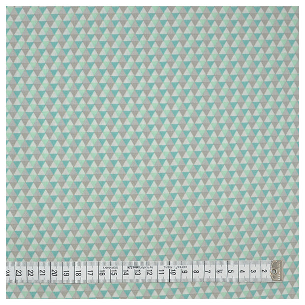 Baumwoll-Popelin Triangles mint/grau