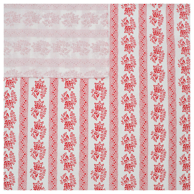 Baumwollstoff Blumen rot/weiß