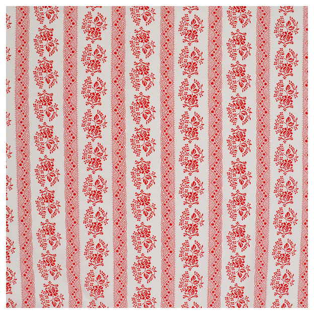 Baumwollstoff Blumen rot/weiß