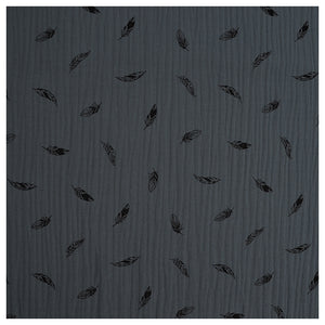 Musselin Baumwolle Federn blau