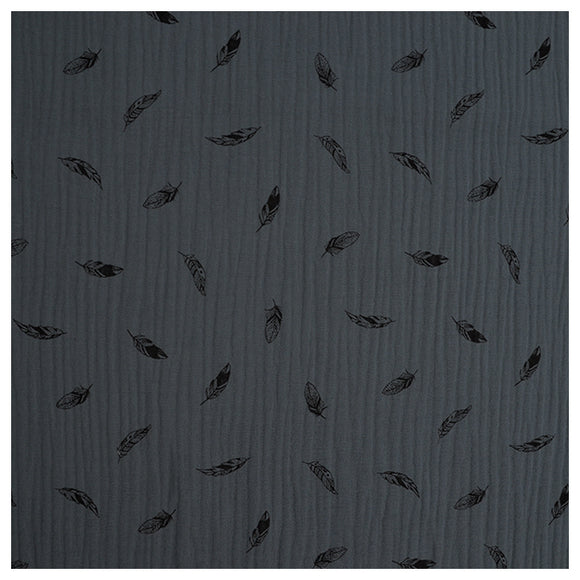 Musselin Baumwolle Federn blau