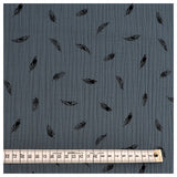 Musselin Baumwolle Federn blau