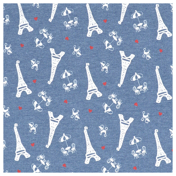 75cm Jersey Glitzer Paris jeansblau meliert