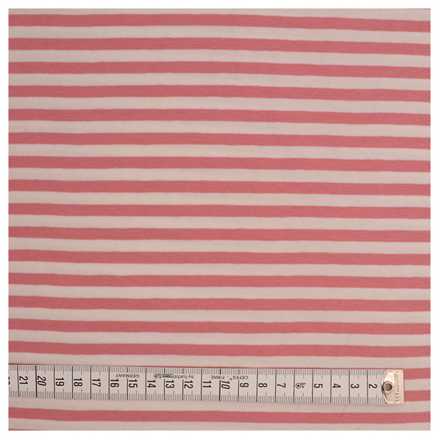 Jersey Streifen rosa/weiß 6mm
