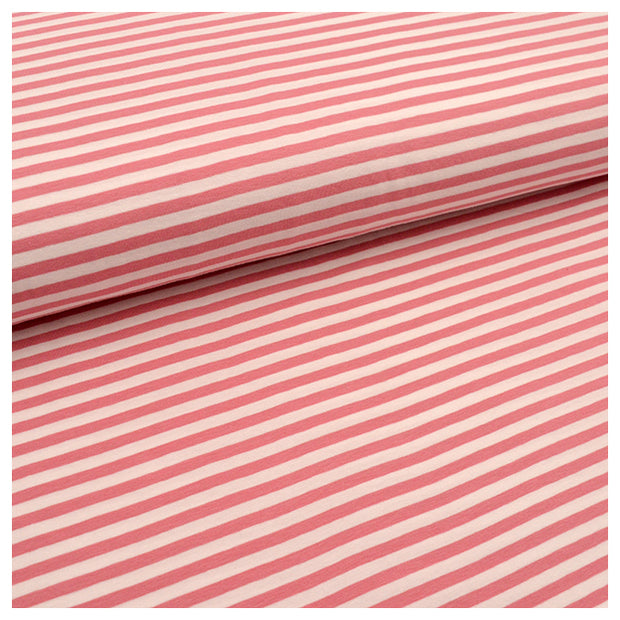 Jersey Streifen rosa/weiß 6mm