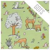 Stoffbox Jersey Tiere grün/rosa + Bündchen GOTS