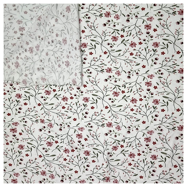 Jersey Blumen und Blätter wollweiß