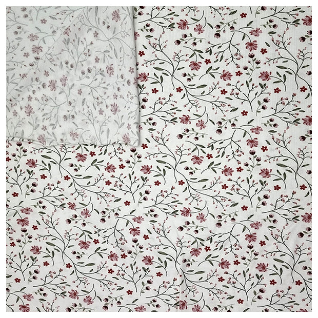 Jersey Blumen und Blätter wollweiß